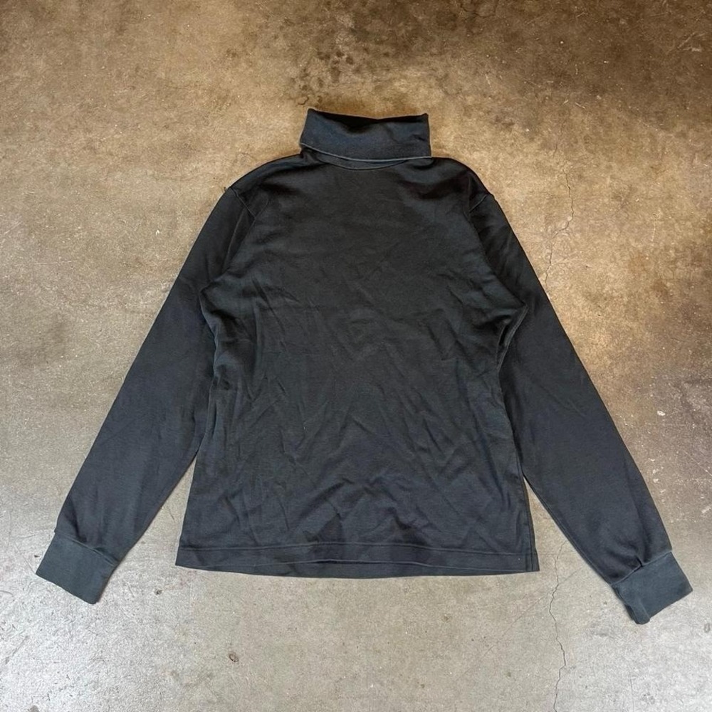 Vintage 90s single‎ stitch Lands' End black long sleeve turtleneck women's Small